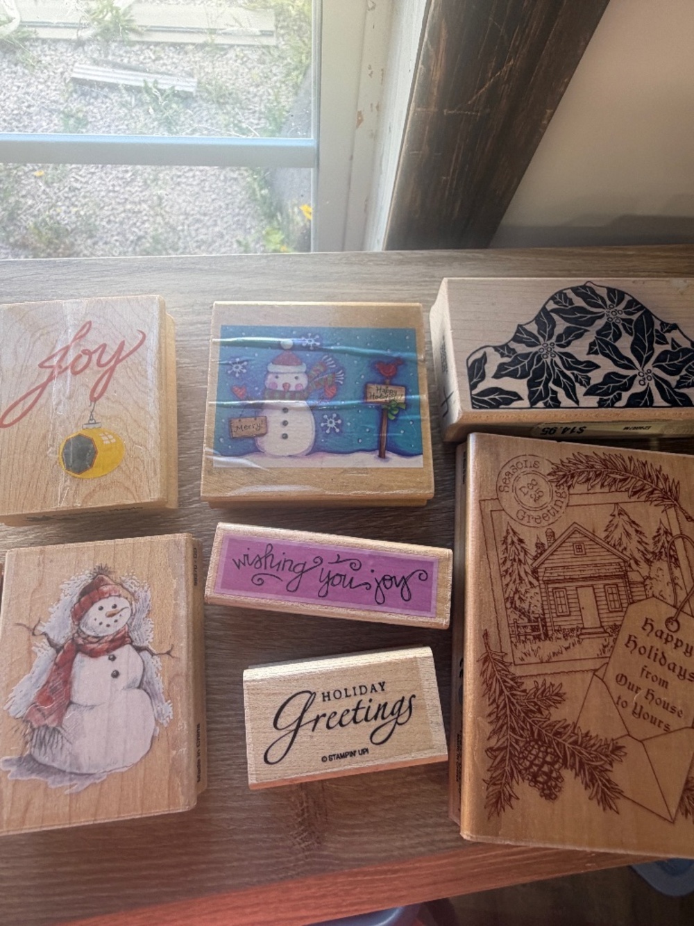 Lot of 16 Rubber Stamps Christmas Theme Card Making Scrapbooking
